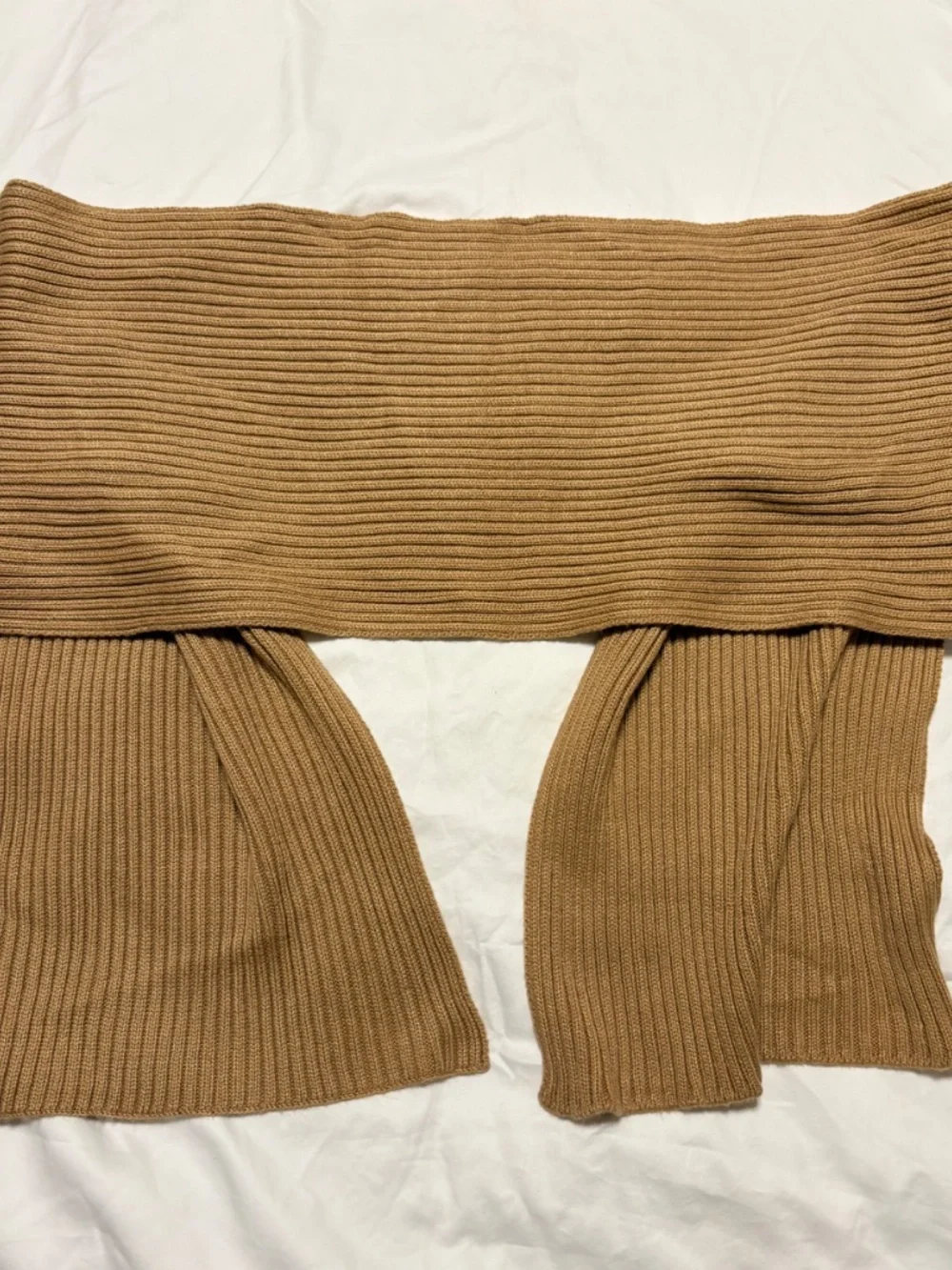 2004 Vintage Y2K Neiman Marcus Camel Heavyweight Ribbed Wool Scarf